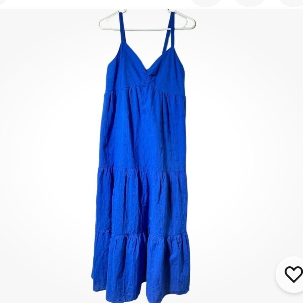Ophelia Women’s Ruched Blue Tiered Sleeveless Dress size 1X